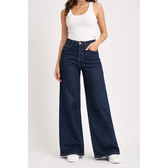 Rustic Denim Denim - Rustic Denim Women’s Size 10 Dark Wash Wide Leg Stretch Jeans Sustainable